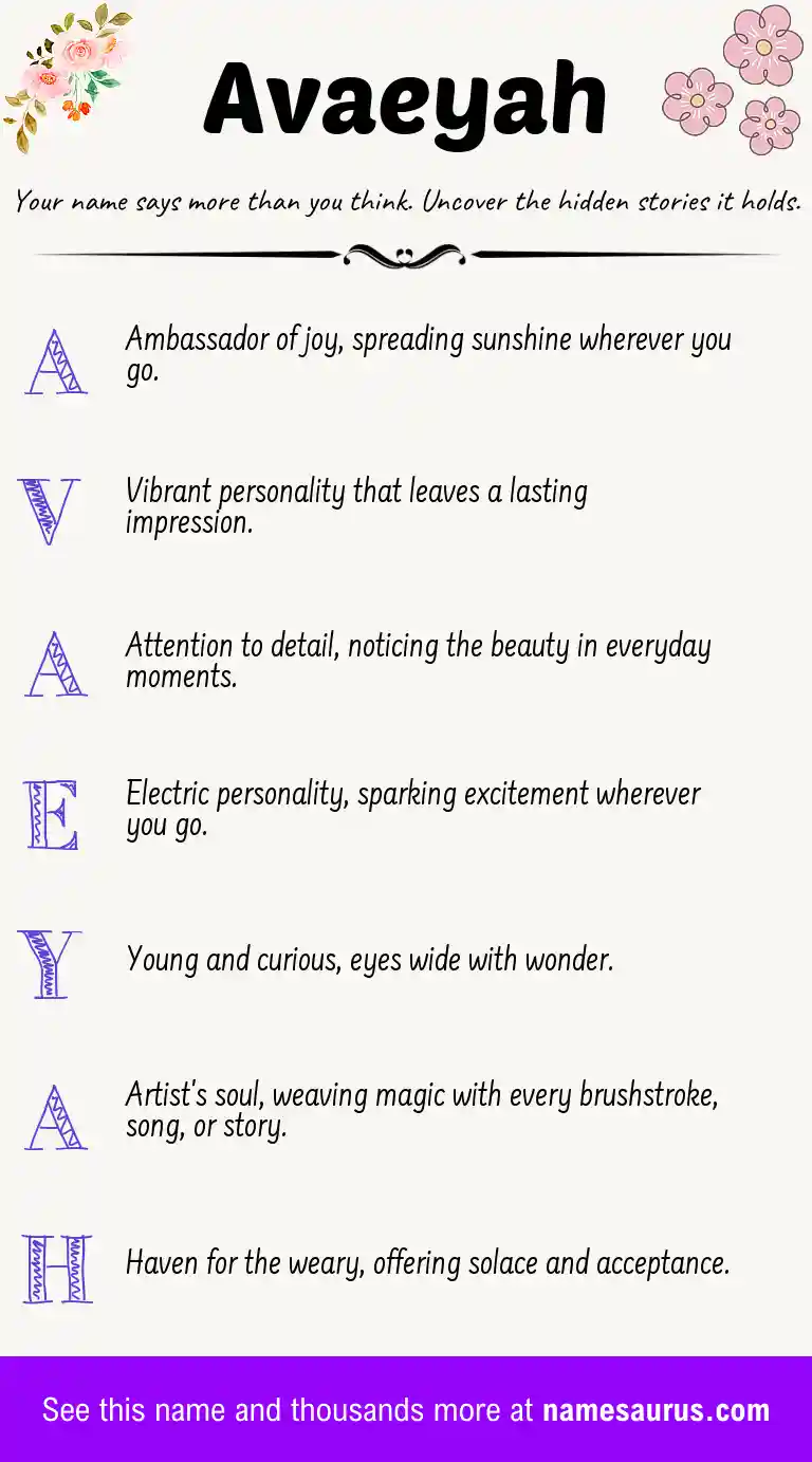 Acrostic poem about Avaeyah.