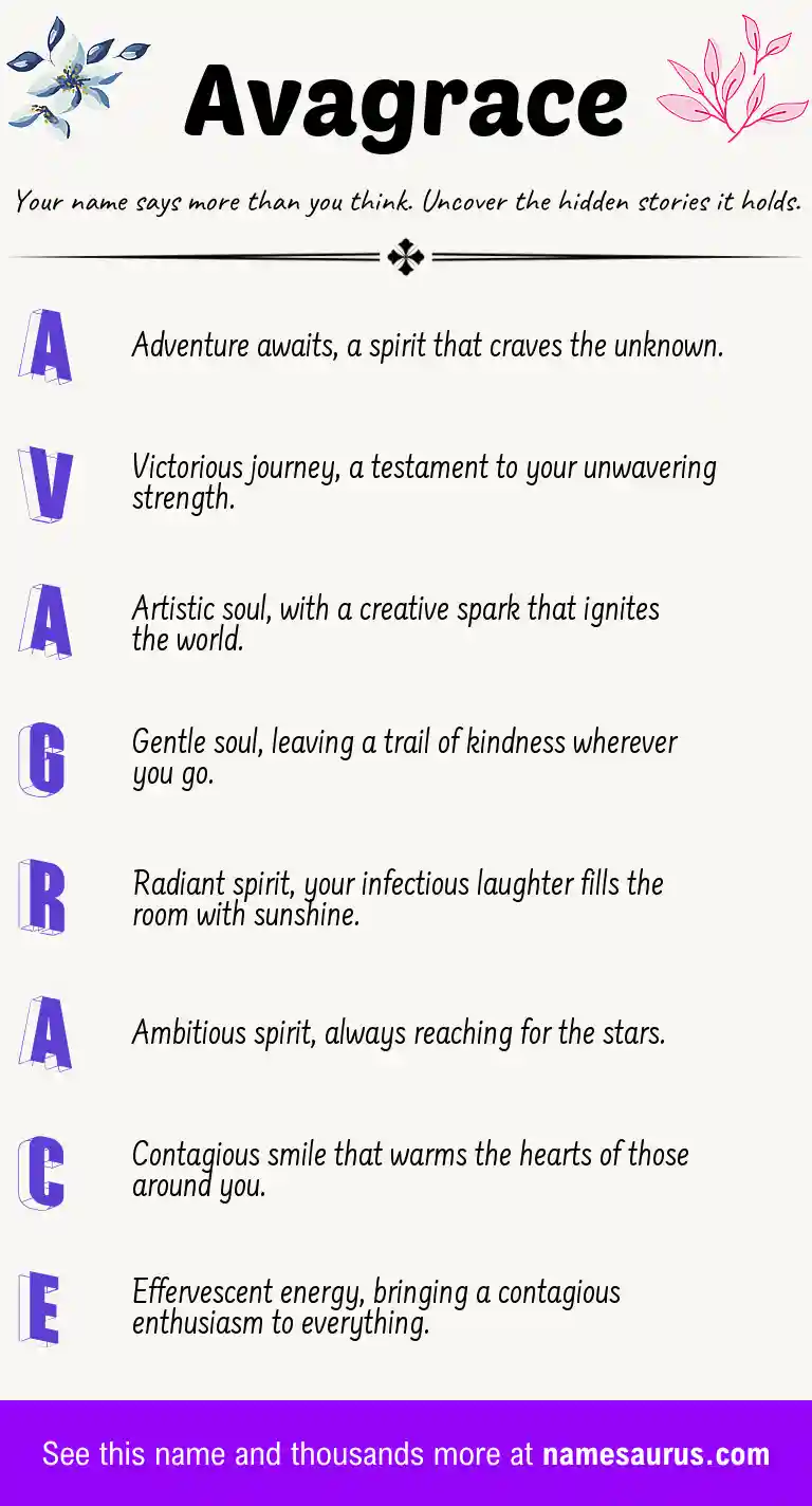 Acrostic poem about Avagrace.