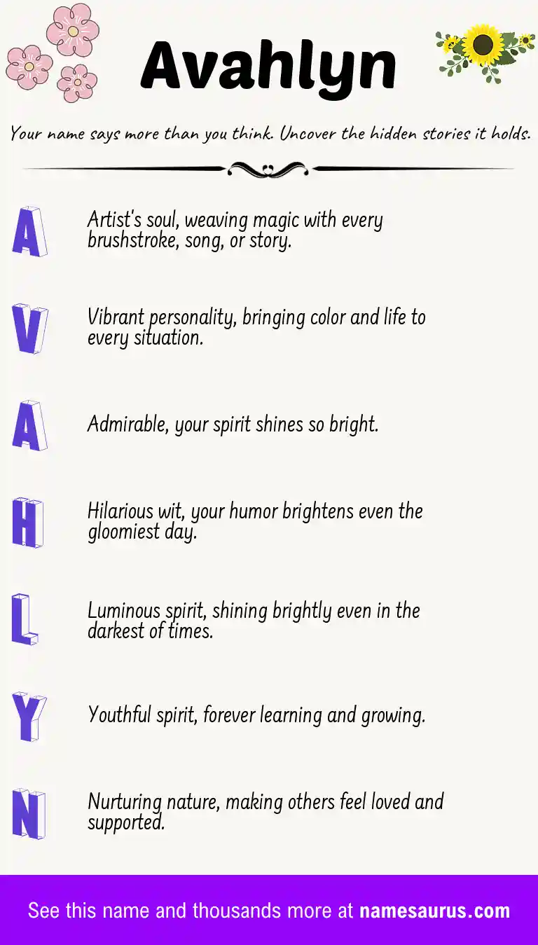 Acrostic poem about Avahlyn.
