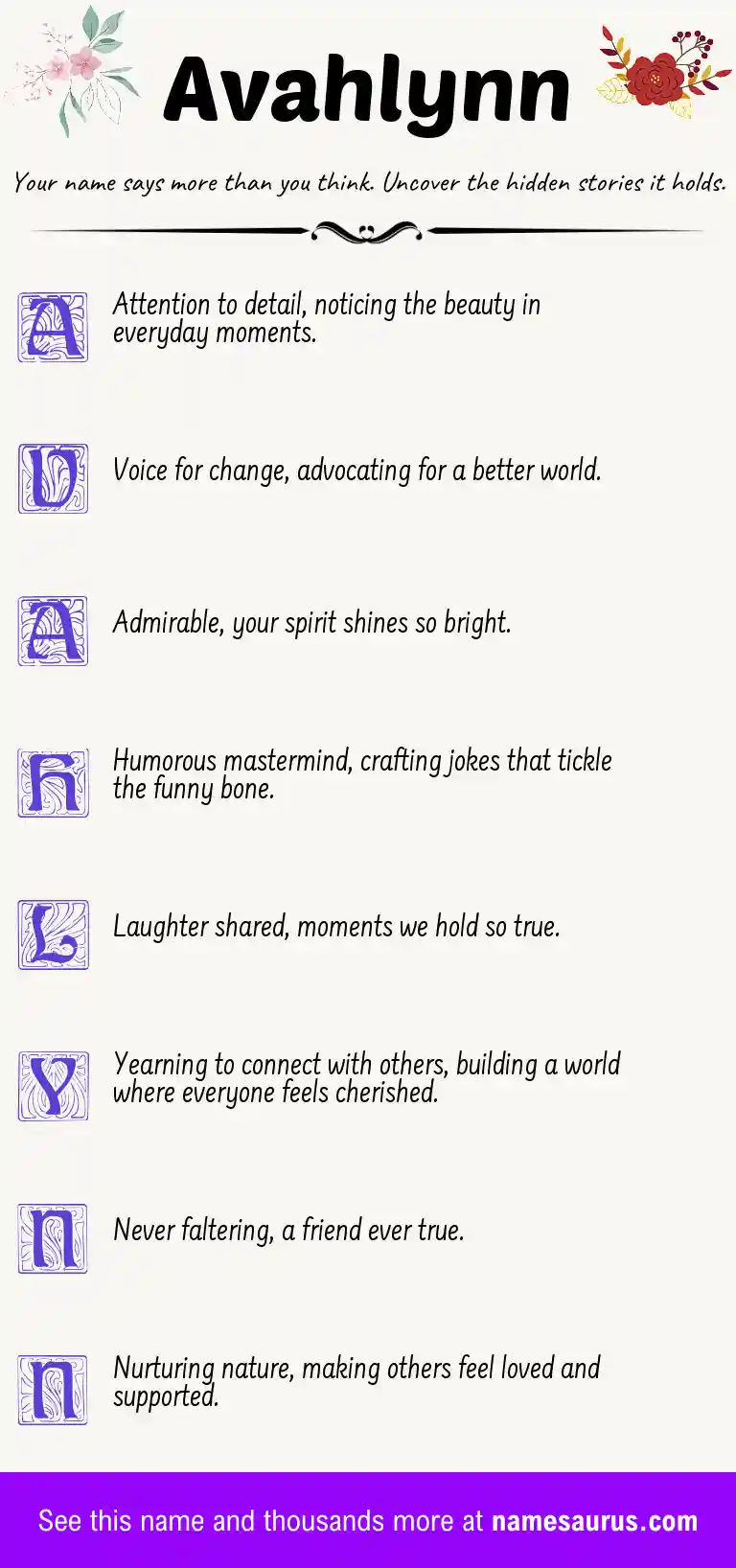 Acrostic poem about Avahlynn.