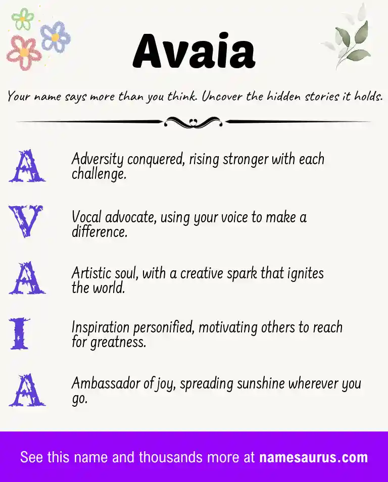 Acrostic poem about Avaia.
