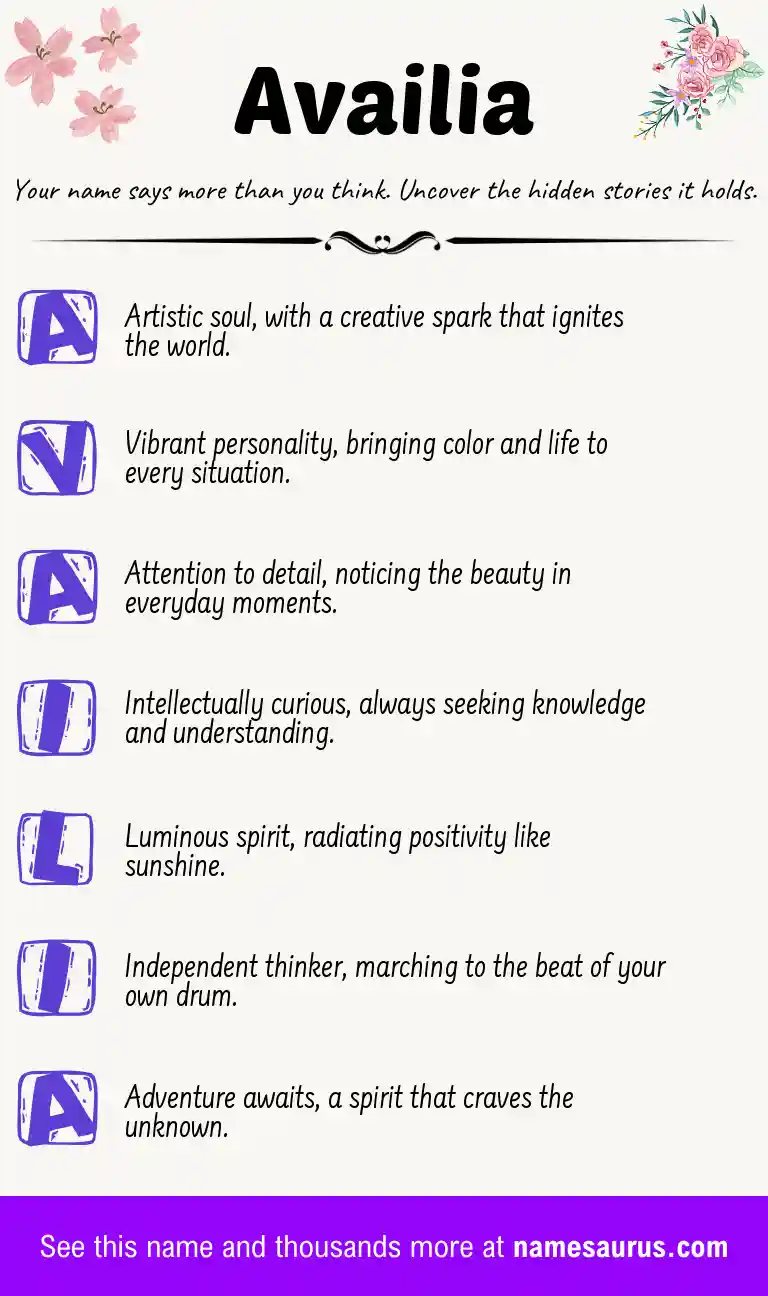 Acrostic poem about Availia.