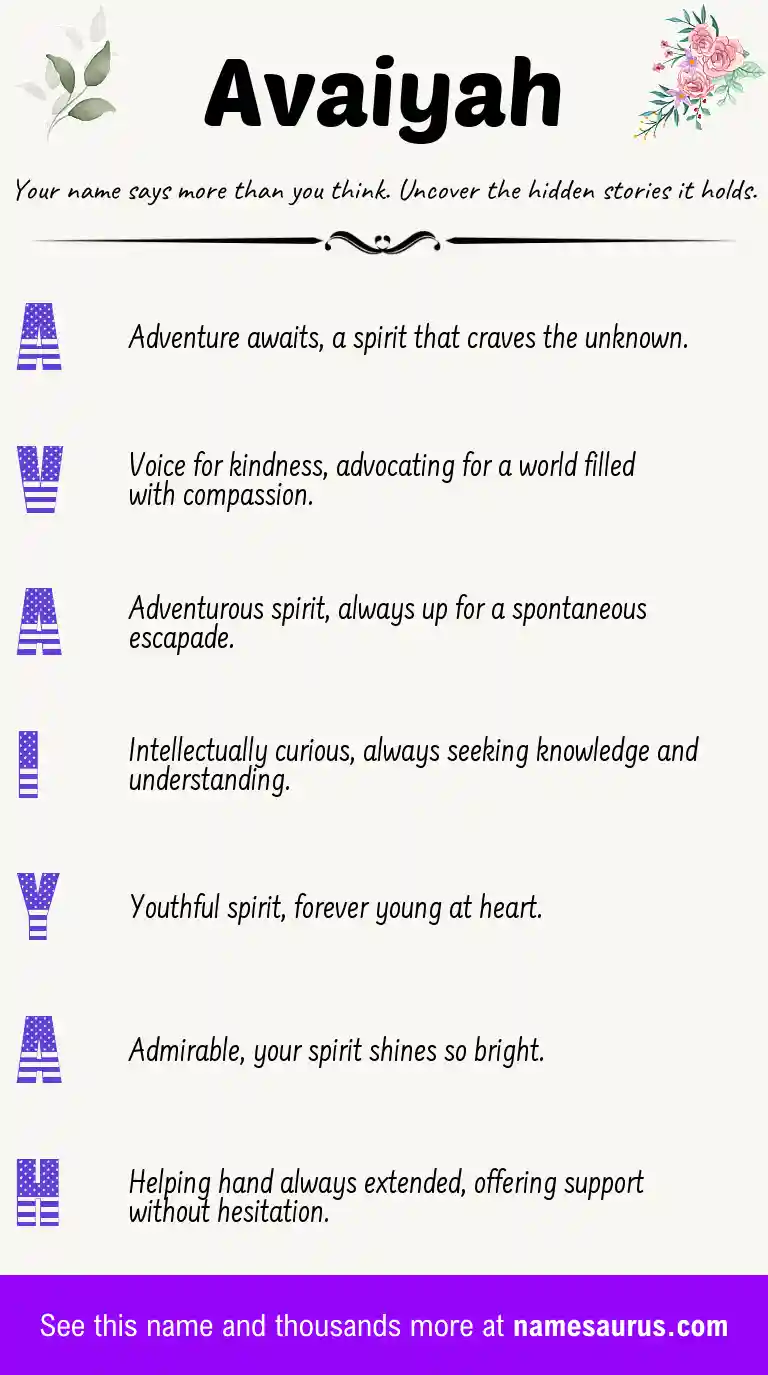 Acrostic poem about Avaiyah.