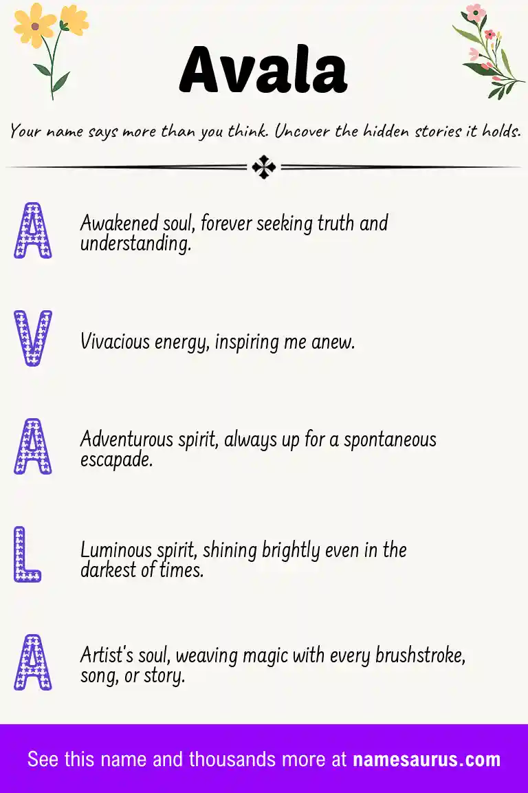 Acrostic poem about Avala.