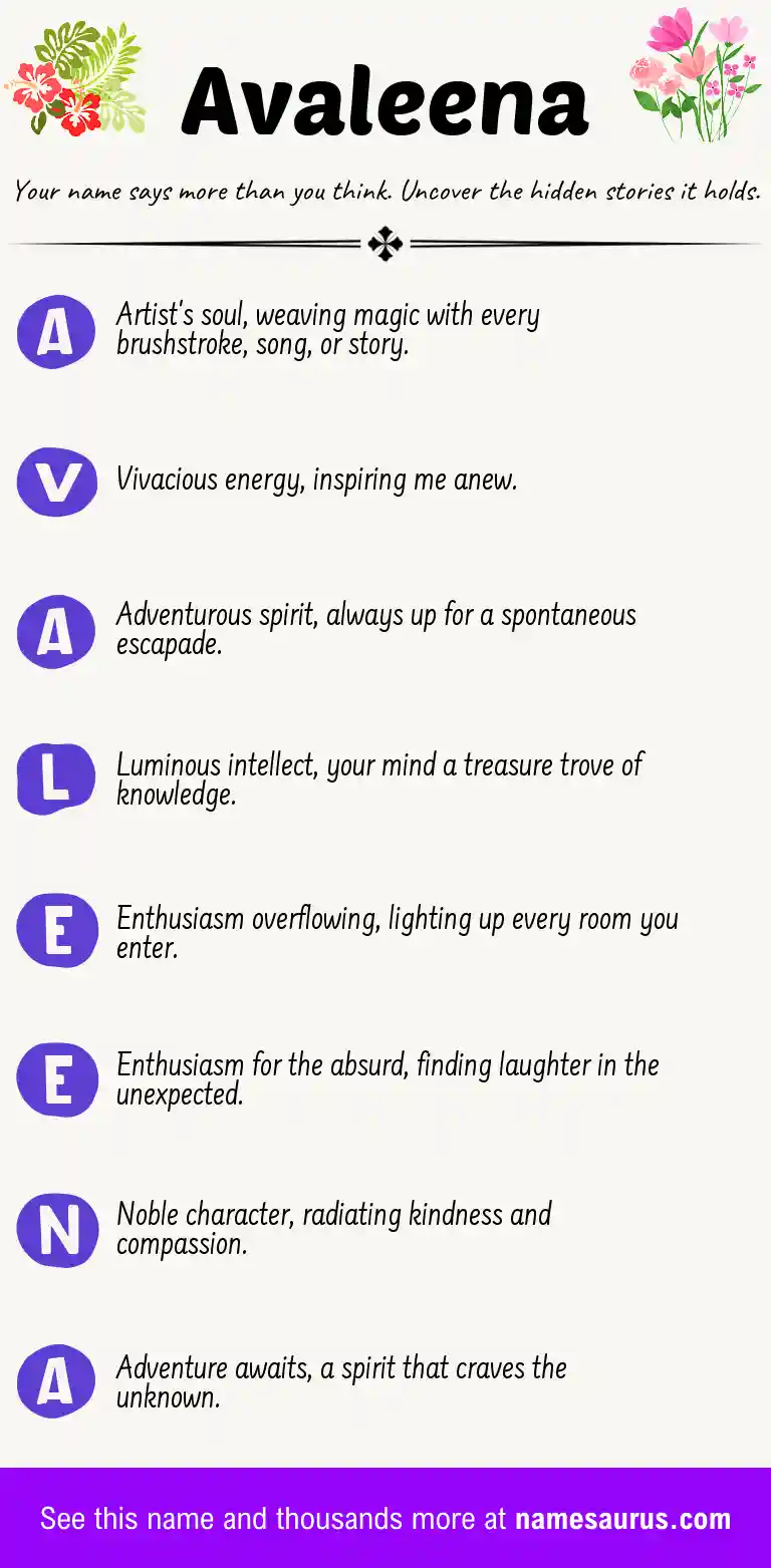 Acrostic poem about Avaleena.