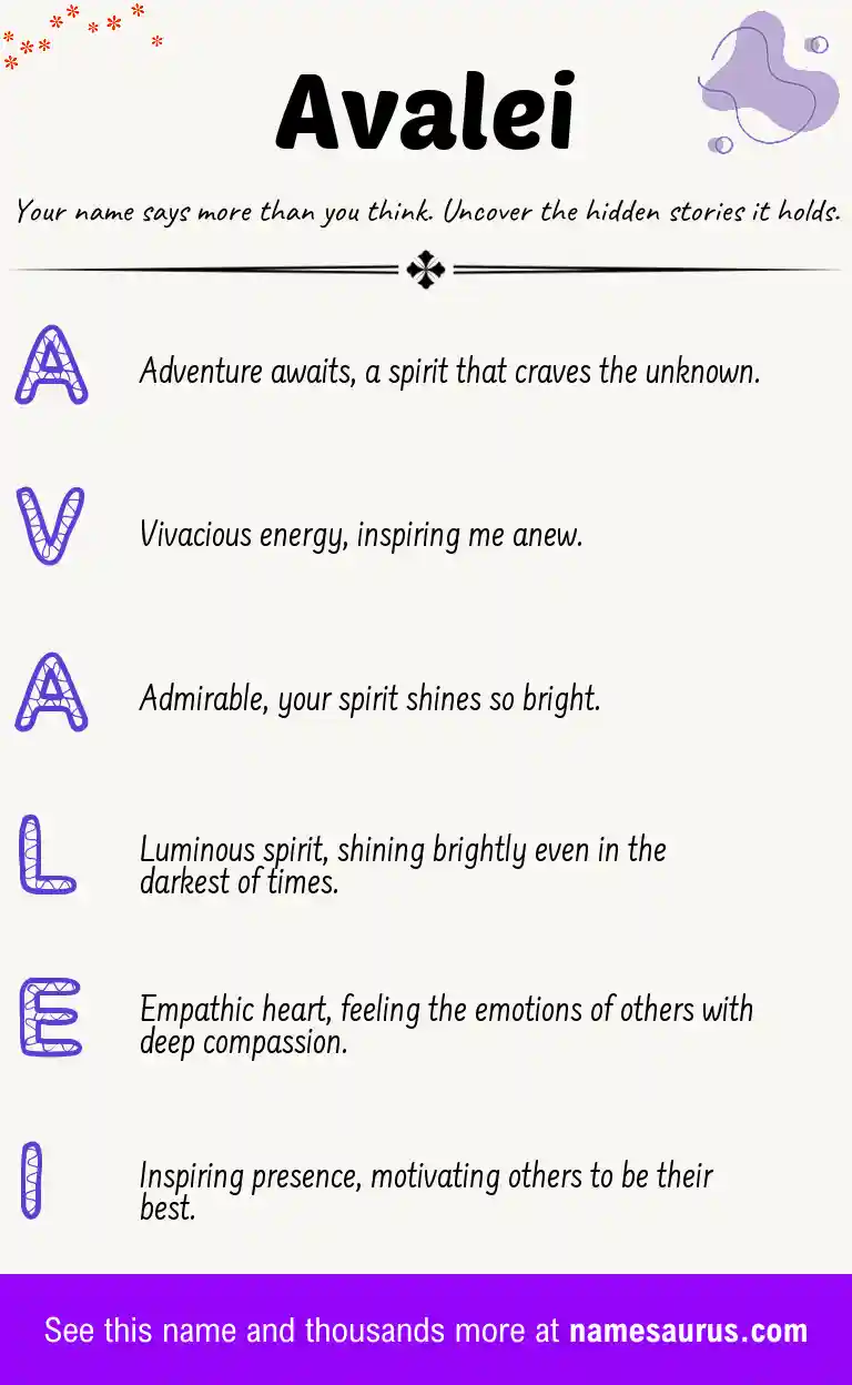 Acrostic poem about Avalei.