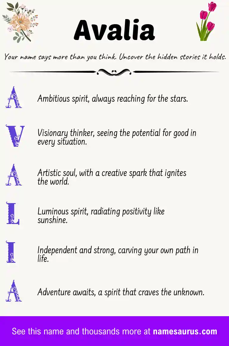 Acrostic poem about Avalia.