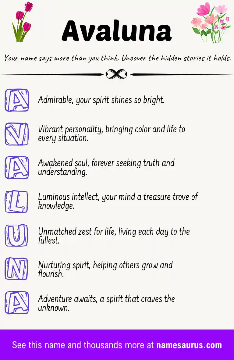 Acrostic poem about Avaluna.