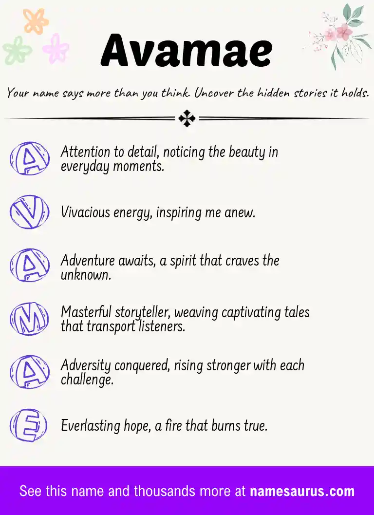 Acrostic poem about Avamae.