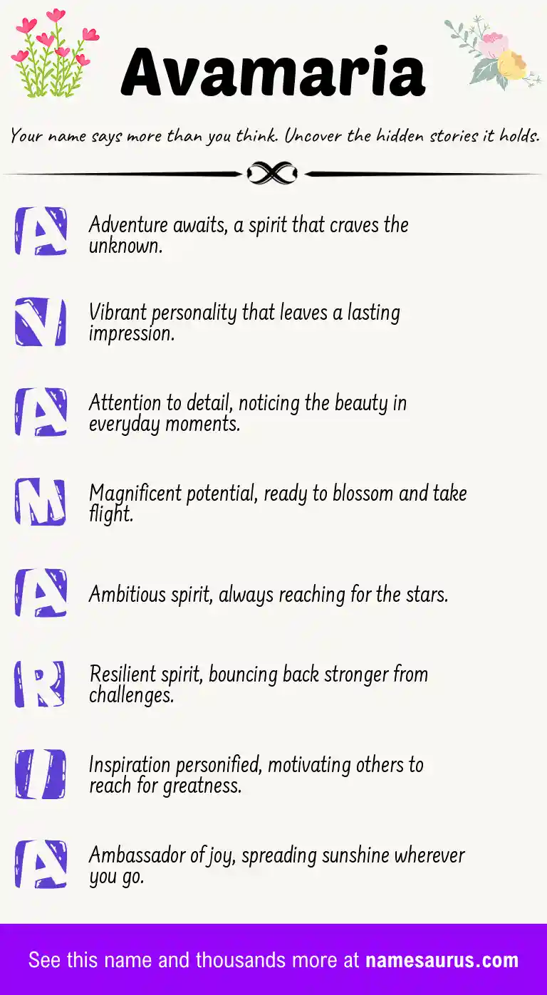 Acrostic poem about Avamaria.