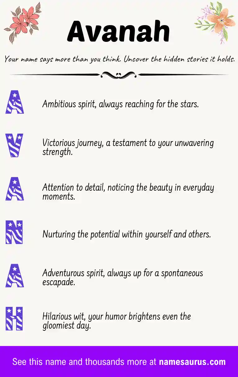 Acrostic poem about Avanah.