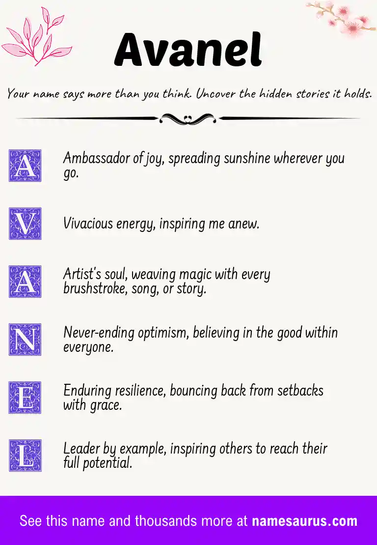 Acrostic poem about Avanel.