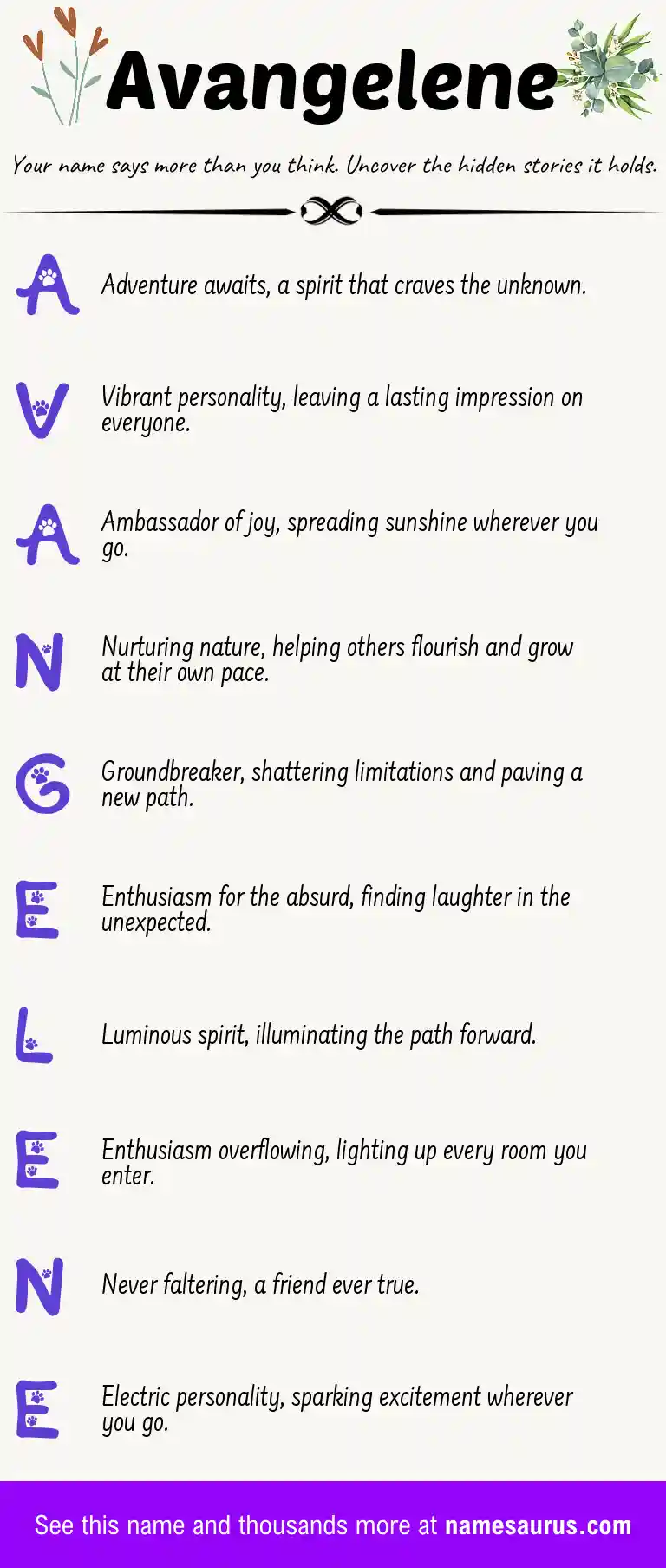 Acrostic poem about Avangelene.