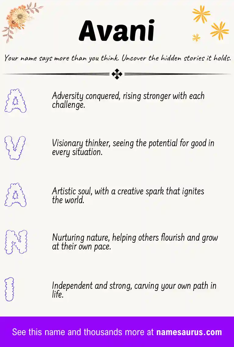 Acrostic poem about Avani.