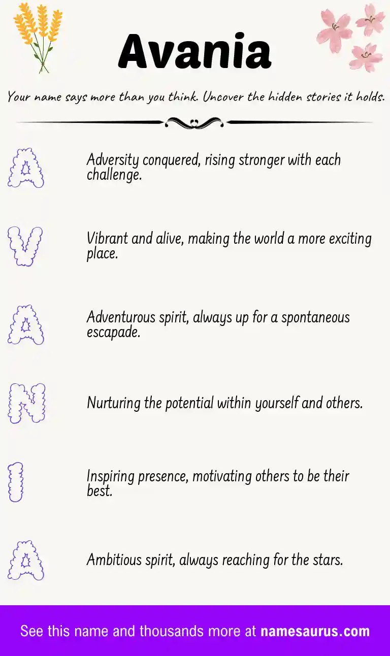 Acrostic poem about Avania.