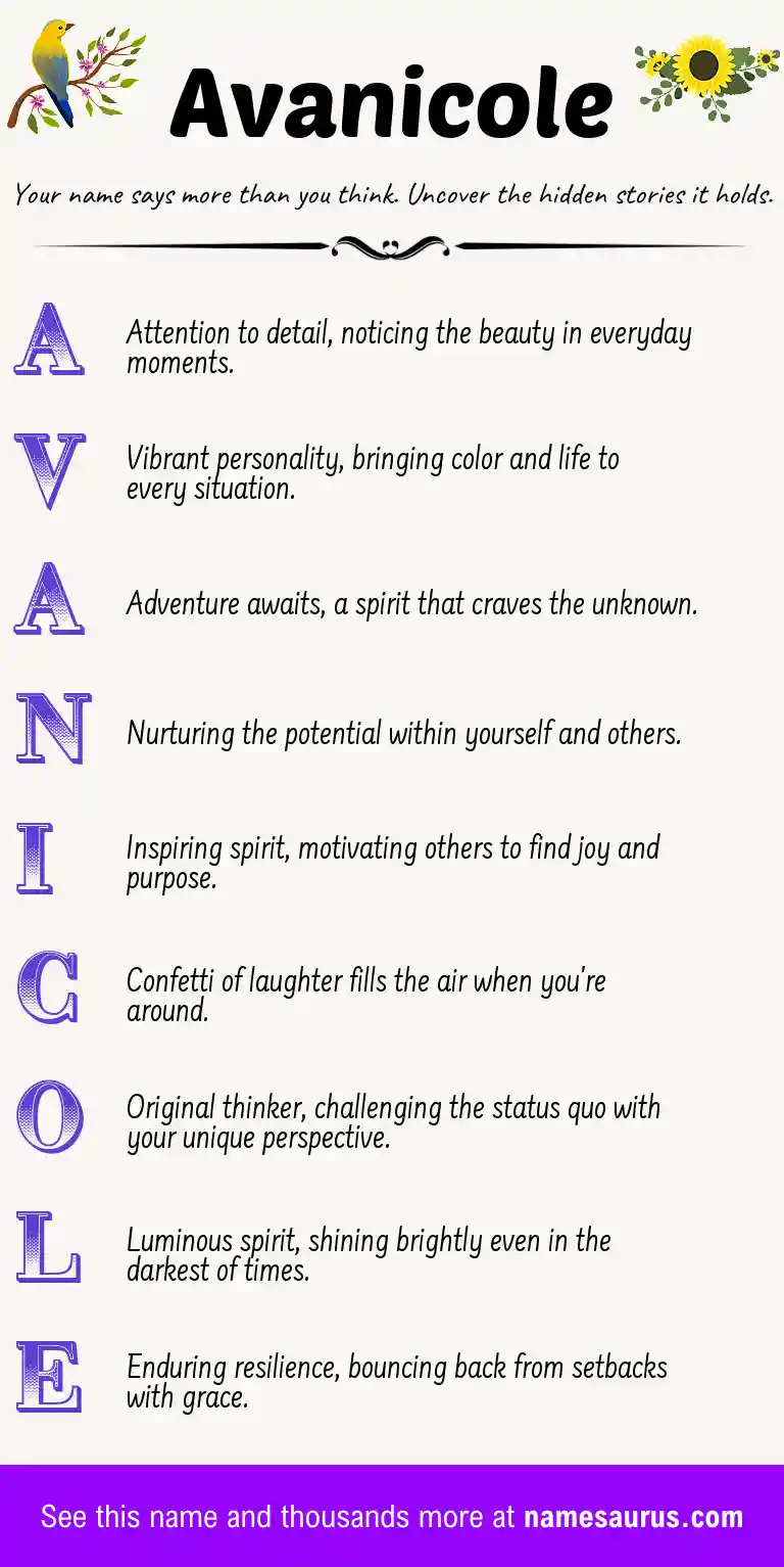 Acrostic poem about Avanicole.