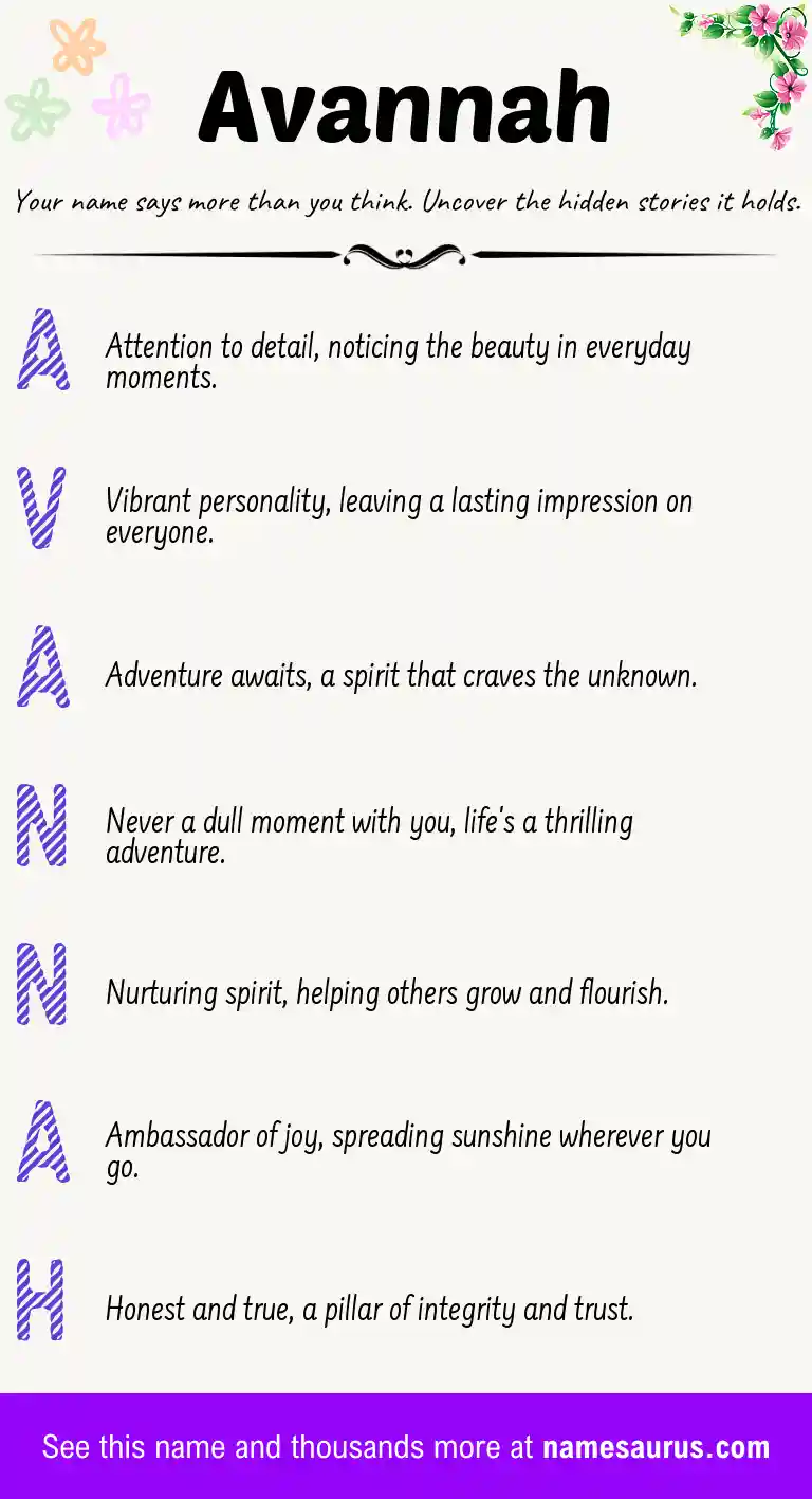 Acrostic poem about Avannah.