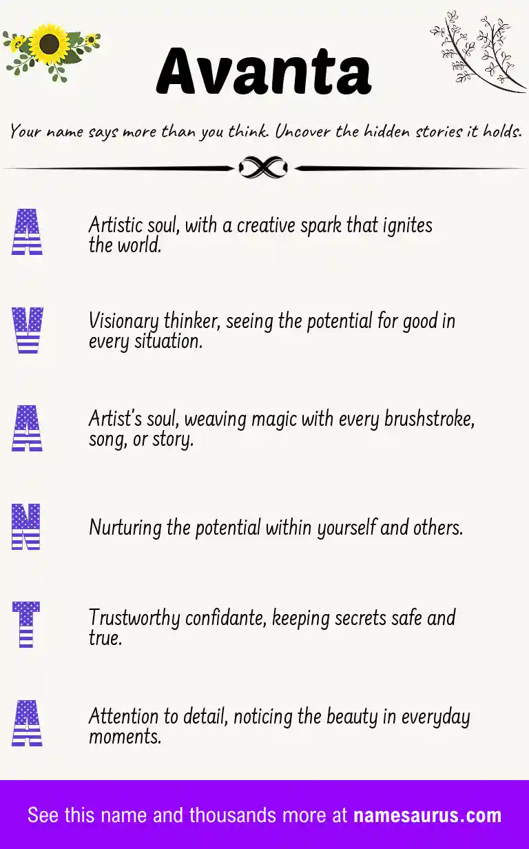 Acrostic poem about Avanta.