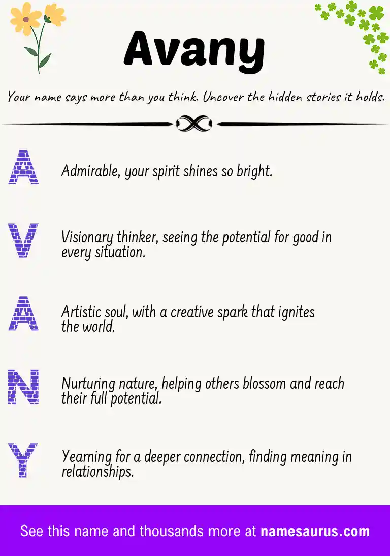 Acrostic poem about Avany.