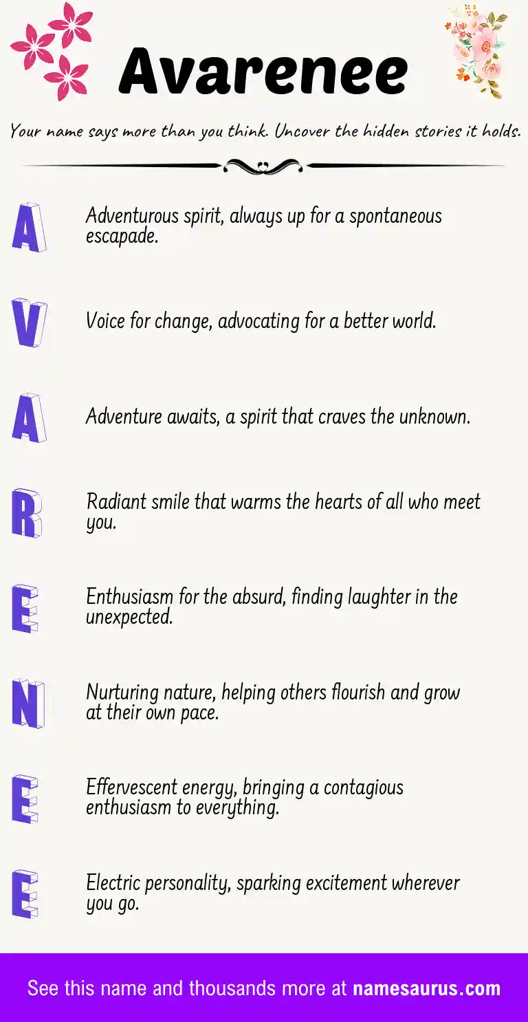Acrostic poem about Avarenee.