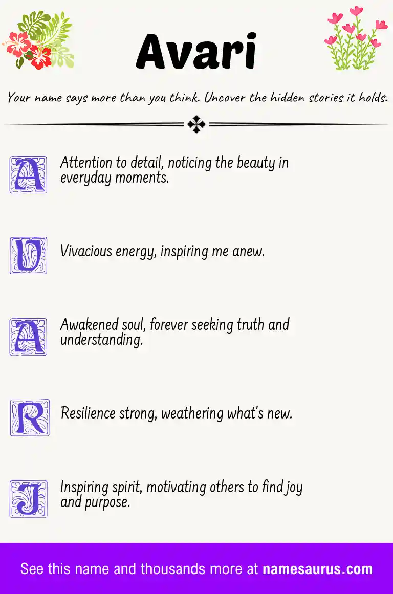 Acrostic poem about Avari.