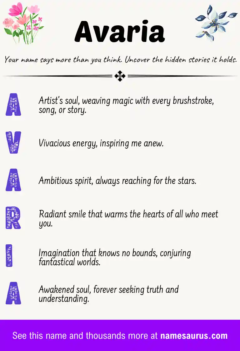 Acrostic poem about Avaria.