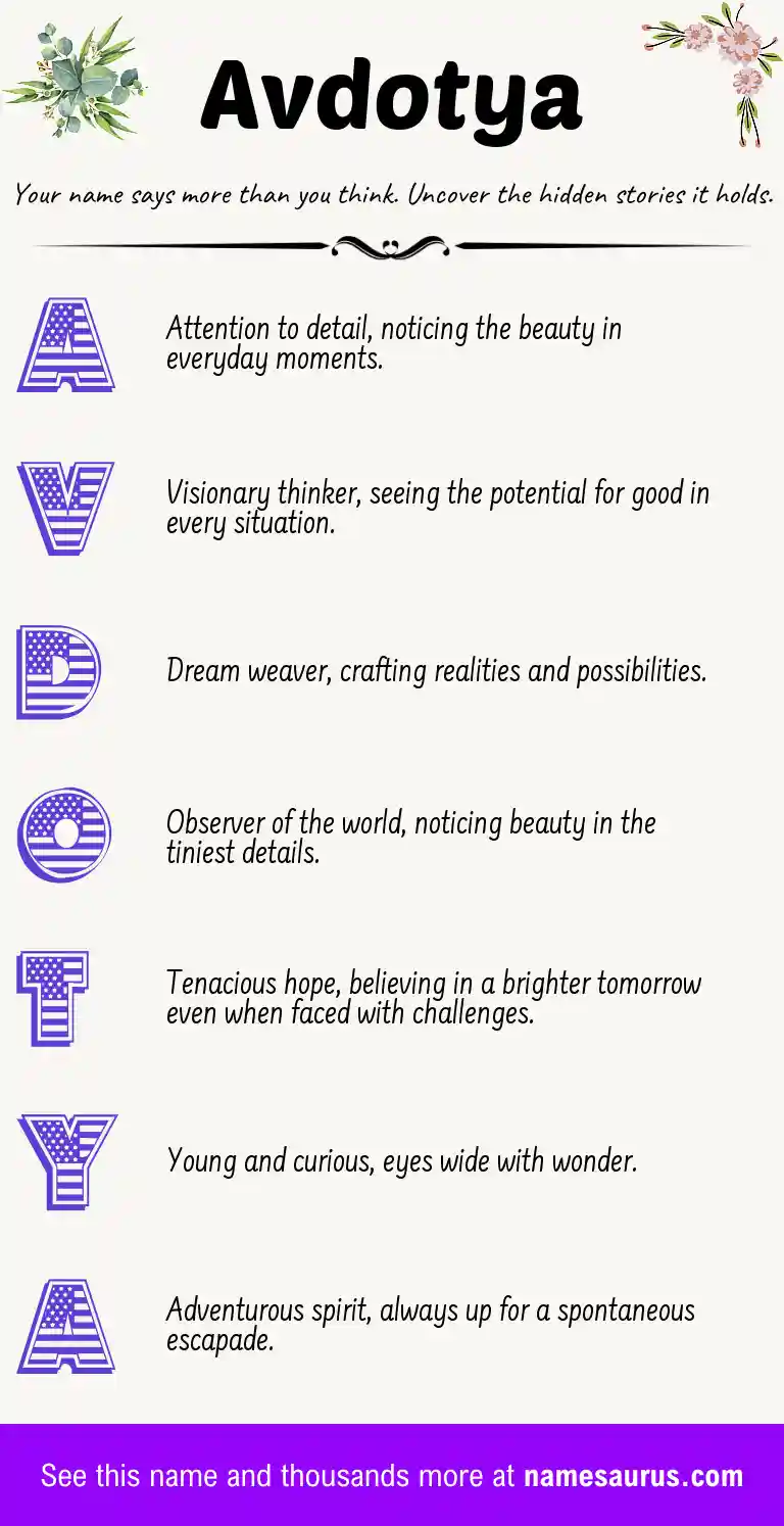 Acrostic poem about Avdotya.