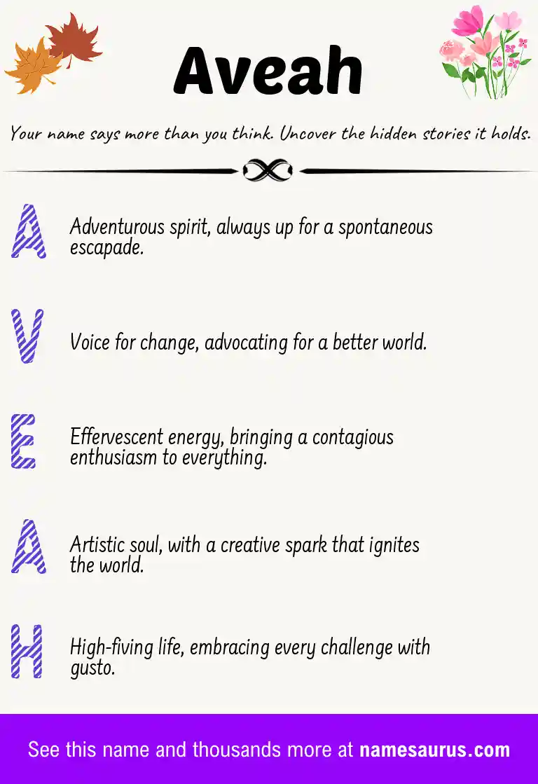 Acrostic poem about Aveah.
