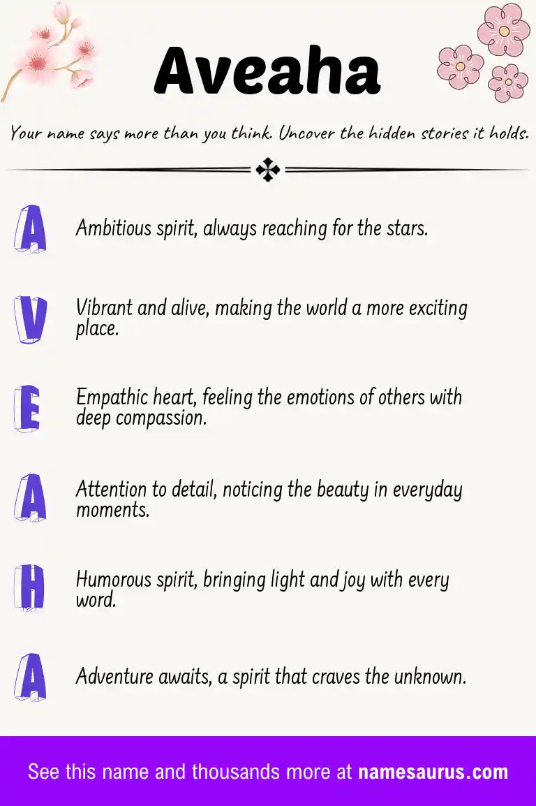 Acrostic poem about Aveaha.