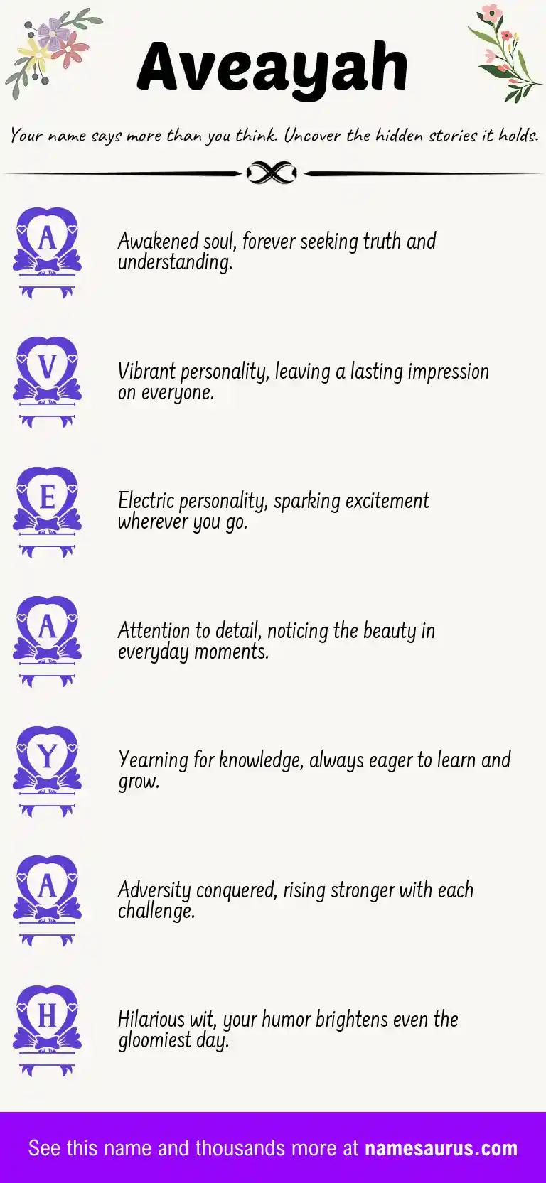 Acrostic poem about Aveayah.