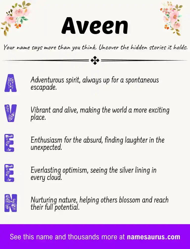 Acrostic poem about Aveen.