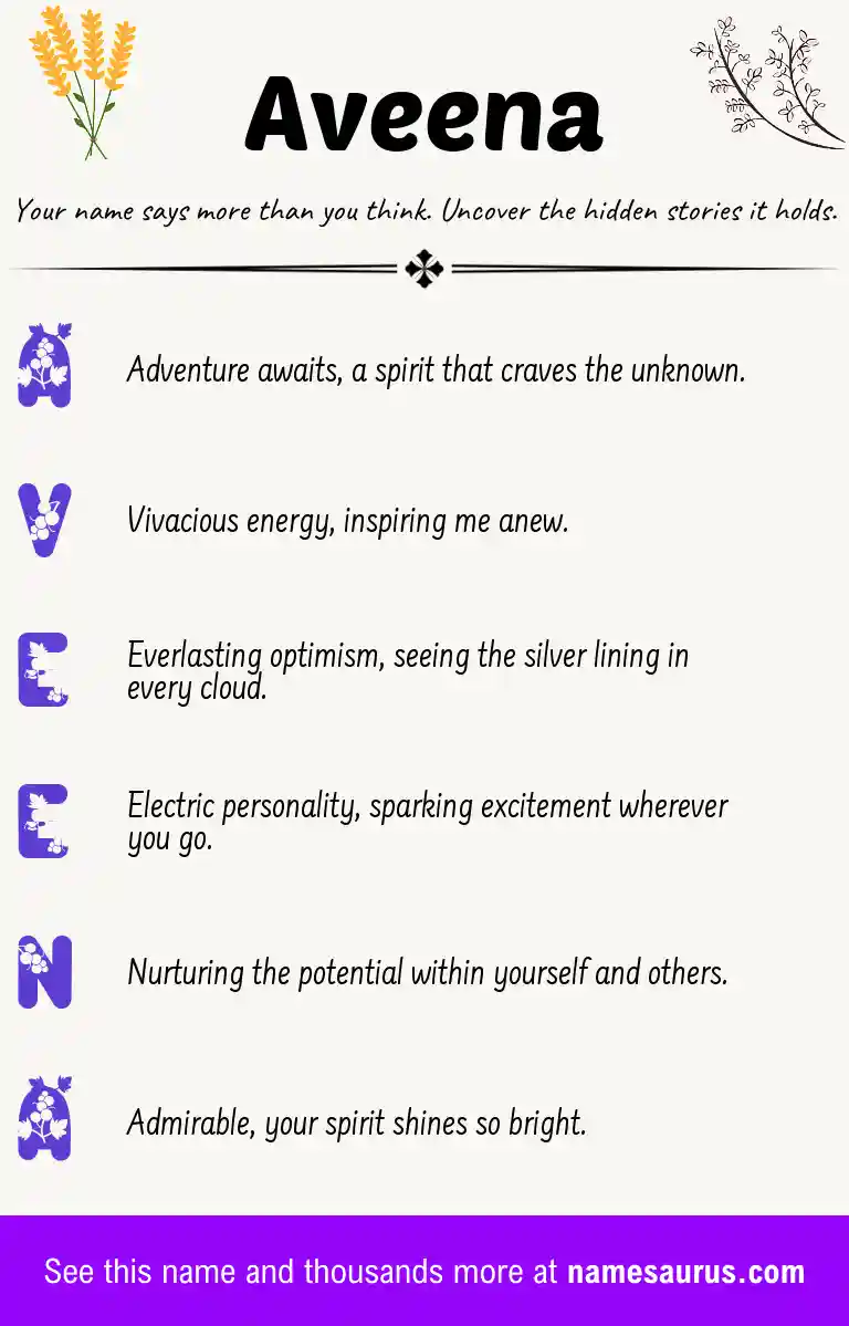 Acrostic poem about Aveena.