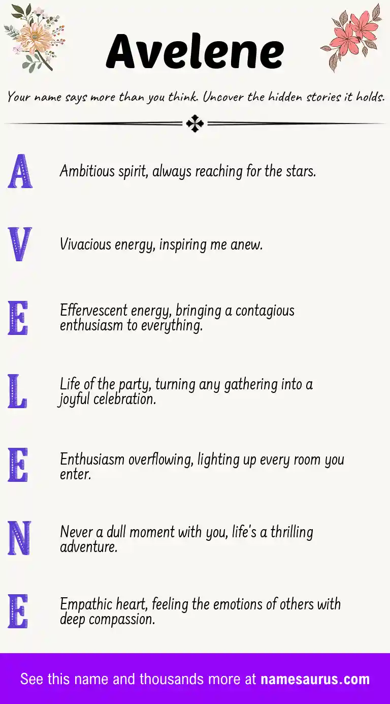 Acrostic poem about Avelene.