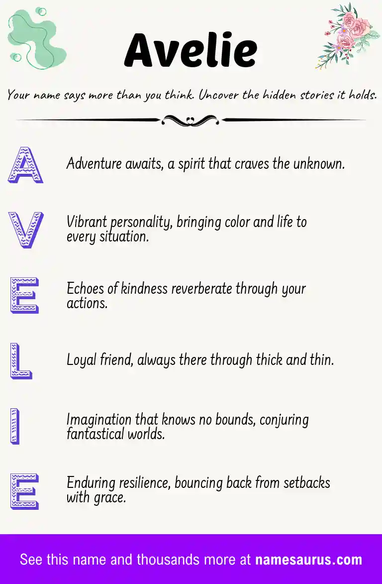 Acrostic poem about Avelie.