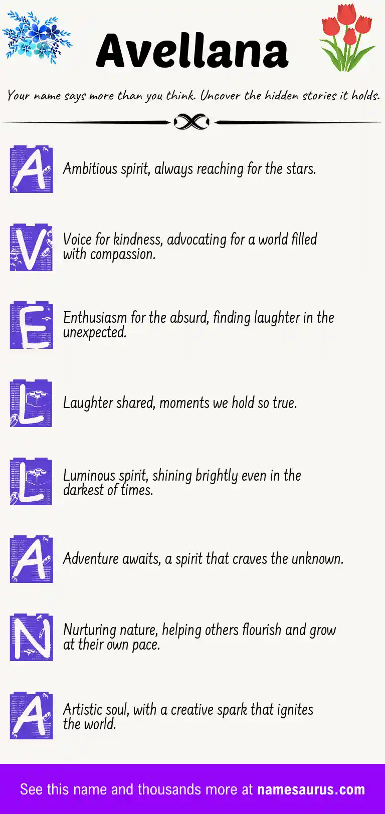 Acrostic poem about Avellana.