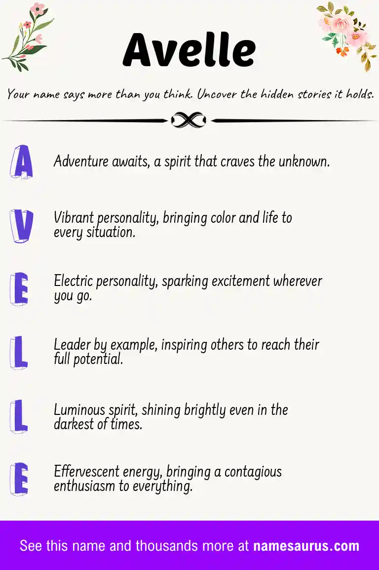 Acrostic poem about Avelle.