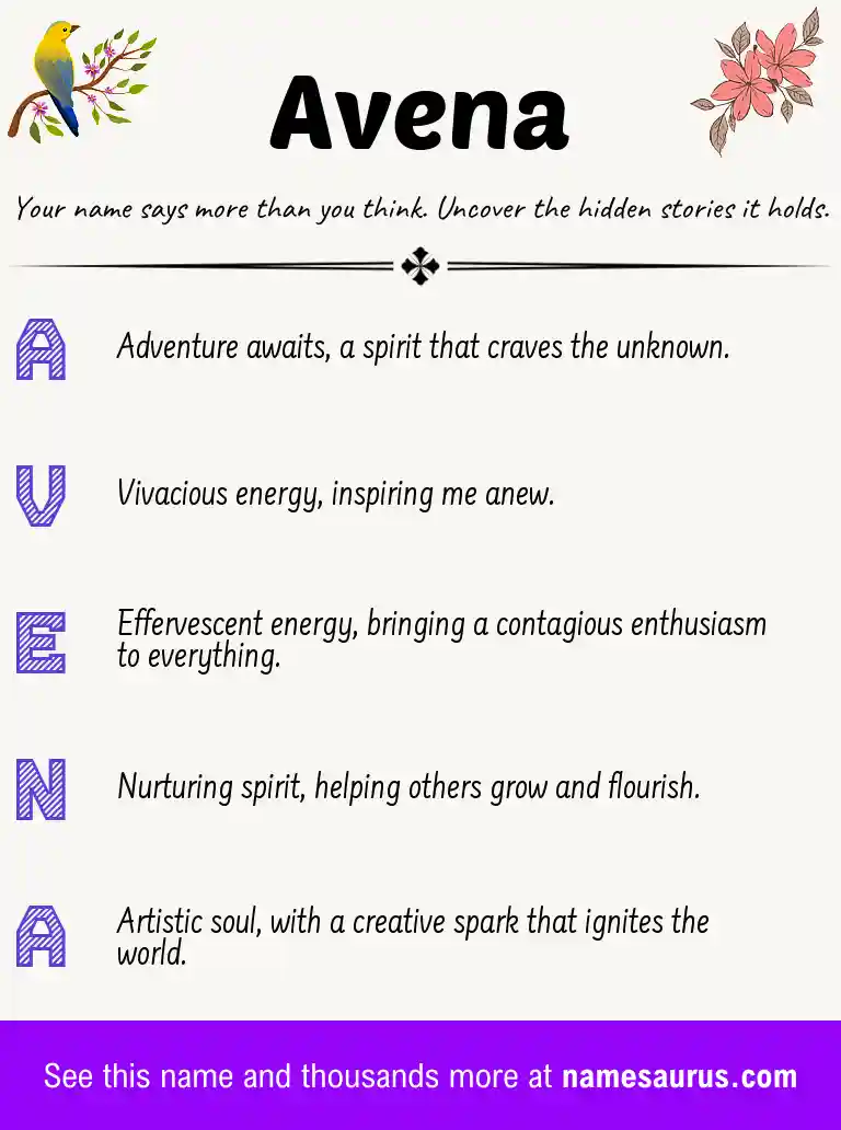 Acrostic poem about Avena.