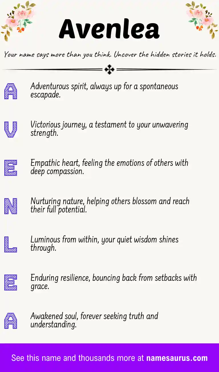 Acrostic poem about Avenlea.