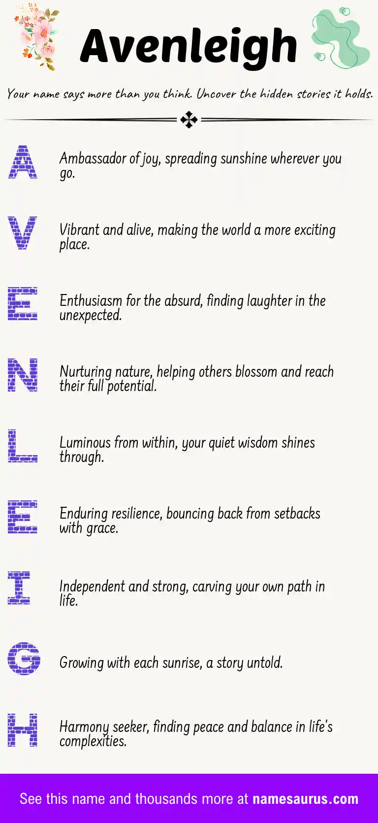 Acrostic poem about Avenleigh.
