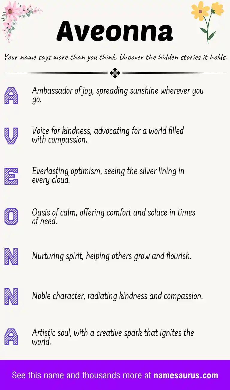 Acrostic poem about Aveonna.