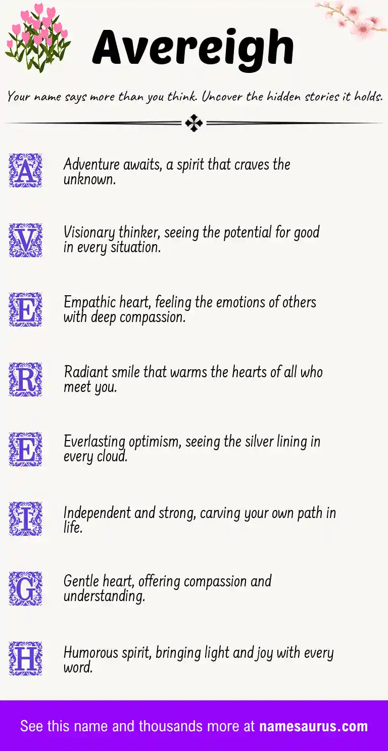 Acrostic poem about Avereigh.