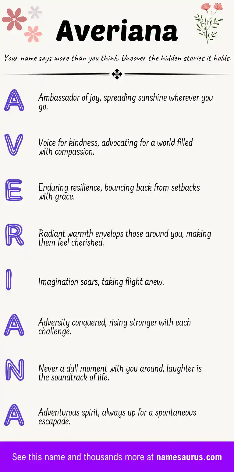 Acrostic poem about Averiana.