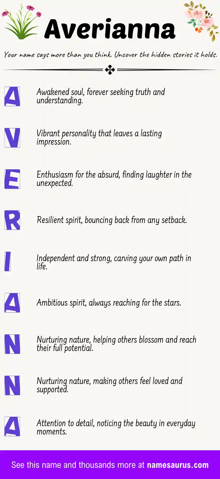 Acrostic poem about Averianna.