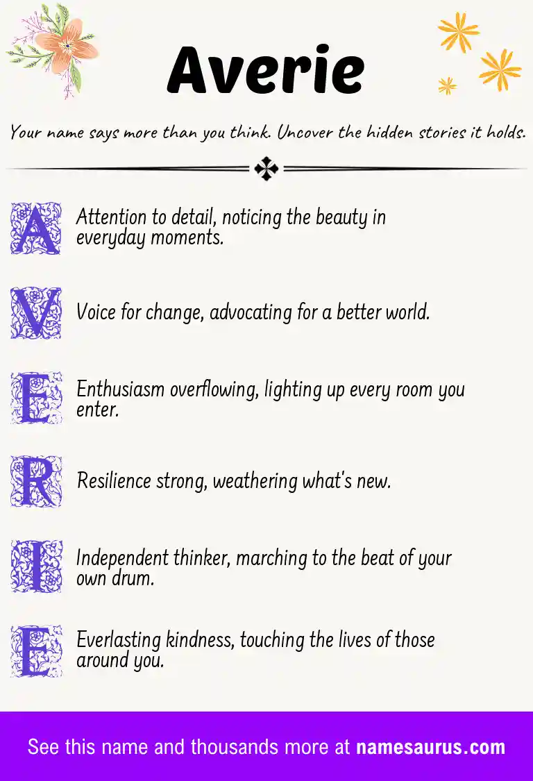 Acrostic poem about Averie.
