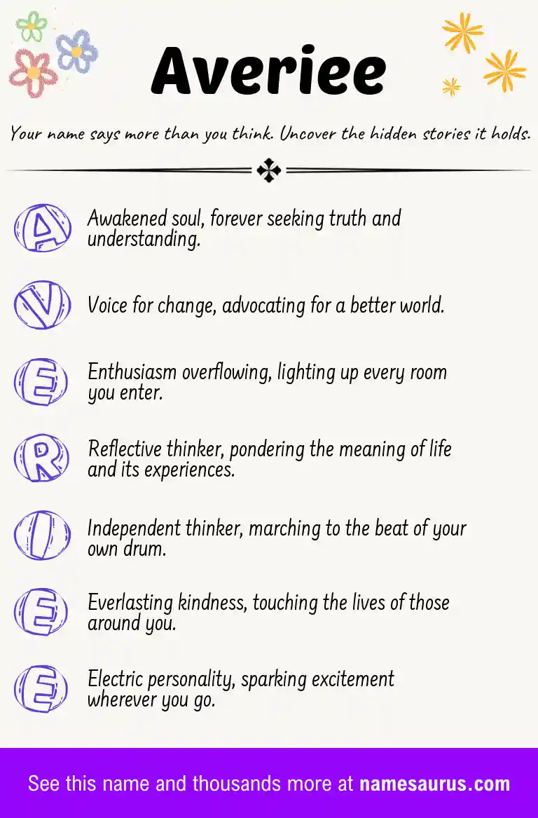 Acrostic poem about Averiee.