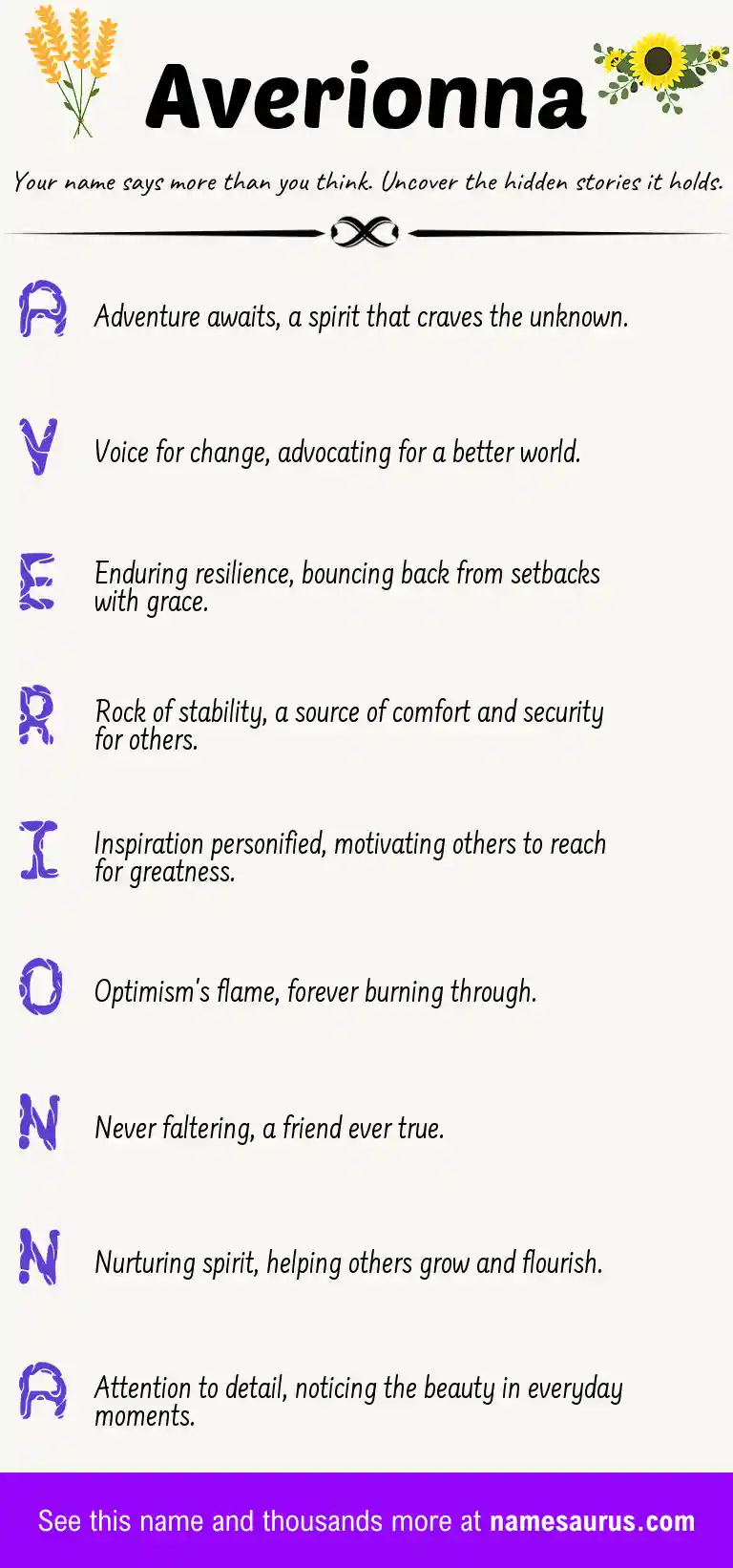 Acrostic poem about Averionna.