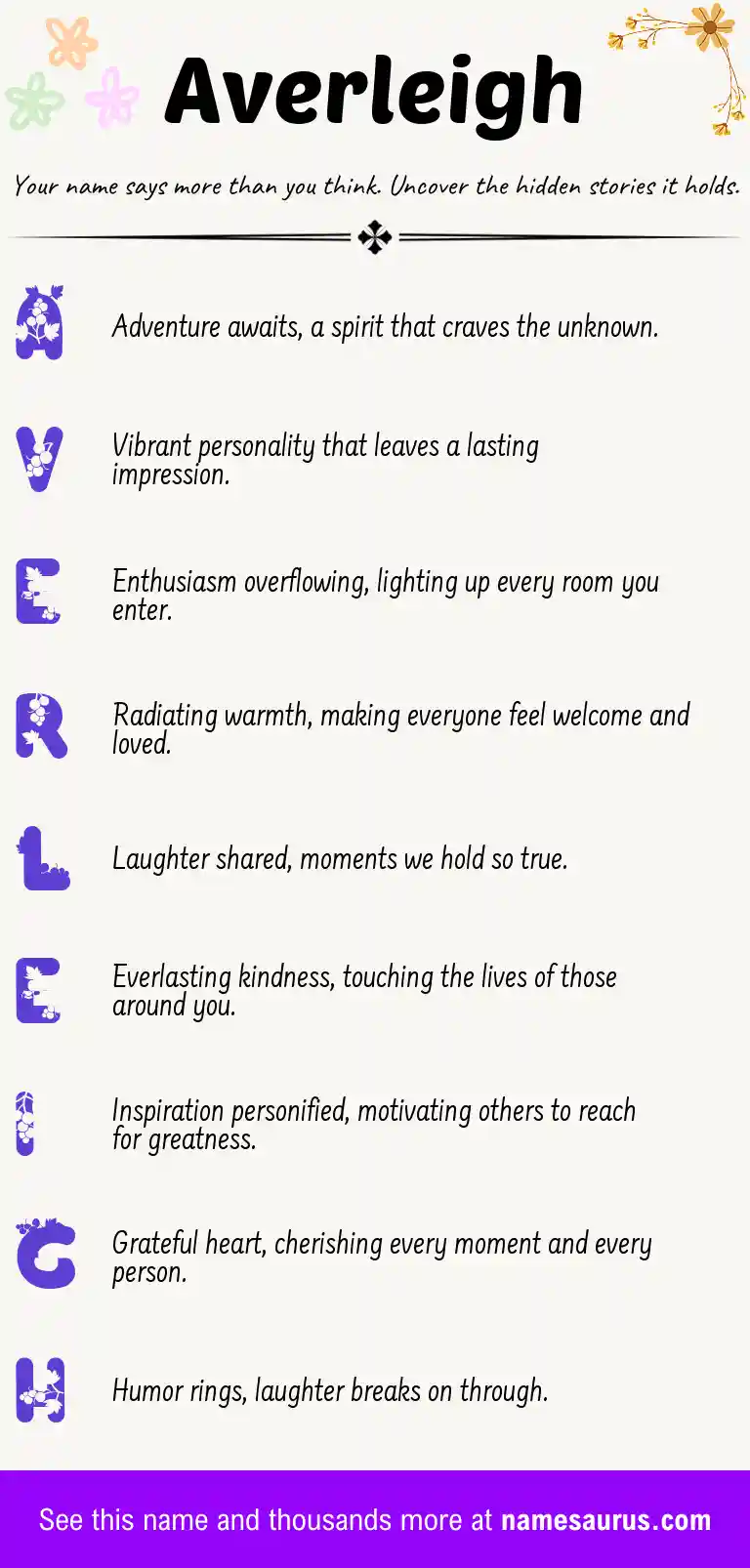 Acrostic poem about Averleigh.