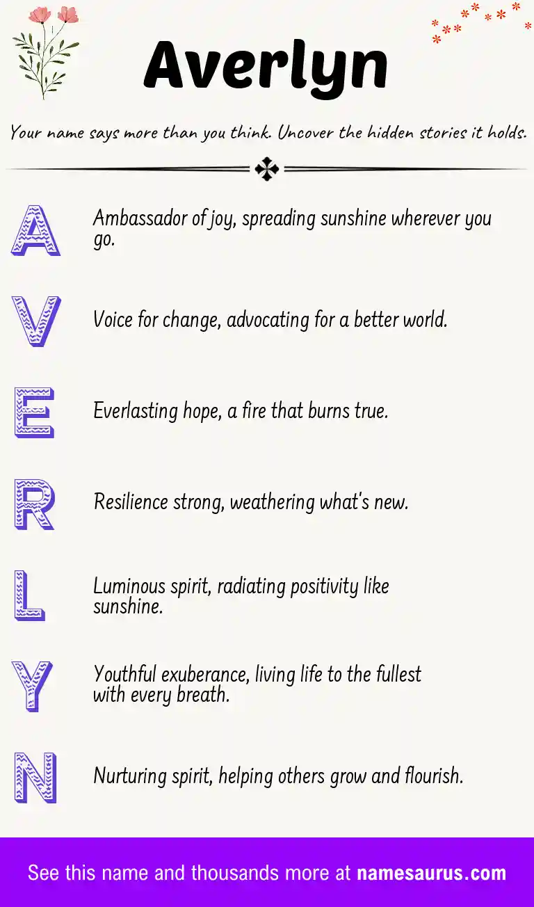 Acrostic poem about Averlyn.