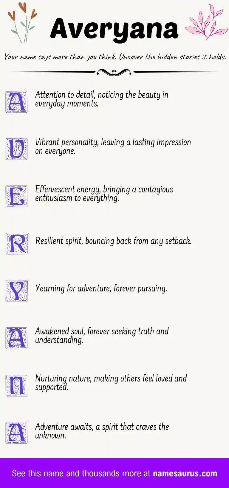 Acrostic poem about Averyana.