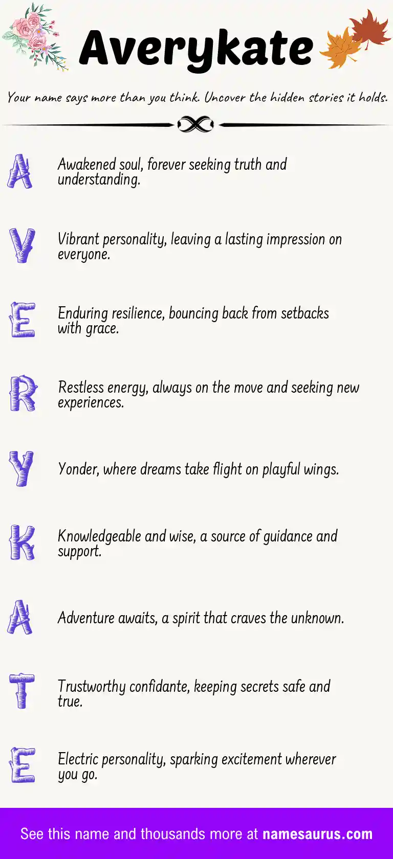 Acrostic poem about Averykate.